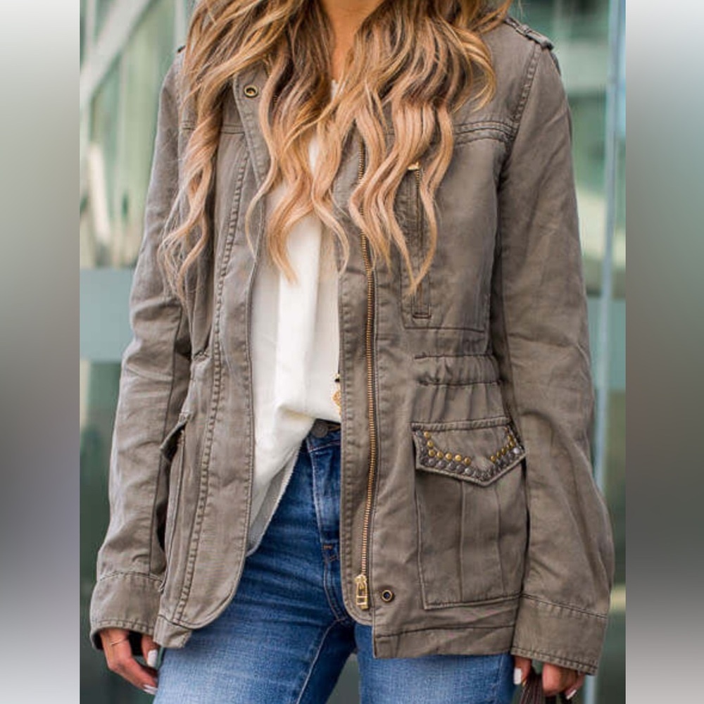 Sanctuary Studded Military Jacket Size XS in Brown/Military